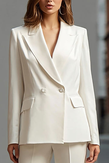 Ivory 2-Piece Peak Lapel Business Suit